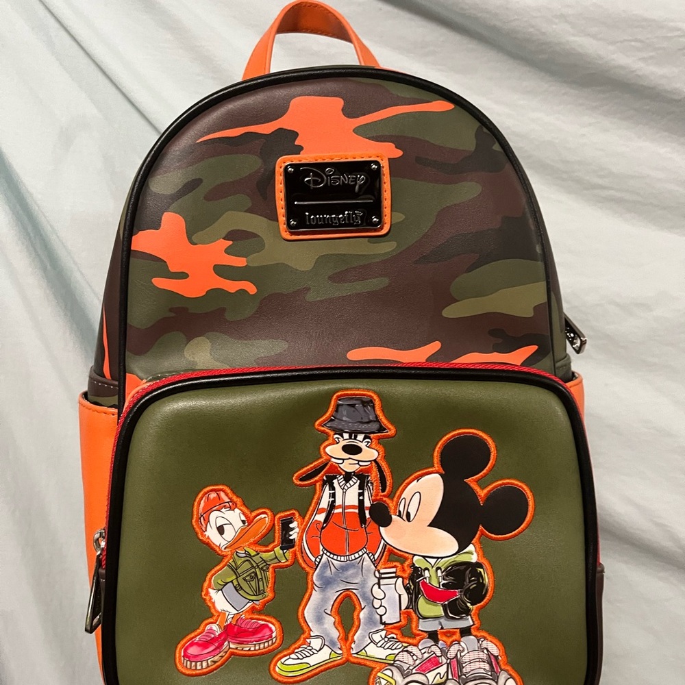 Disney Loungefly Camouflage Backpack with matching wallet